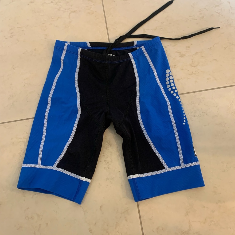 Desoto women’s Small Blue Black Breathable Drawstring Triathlon Shorts